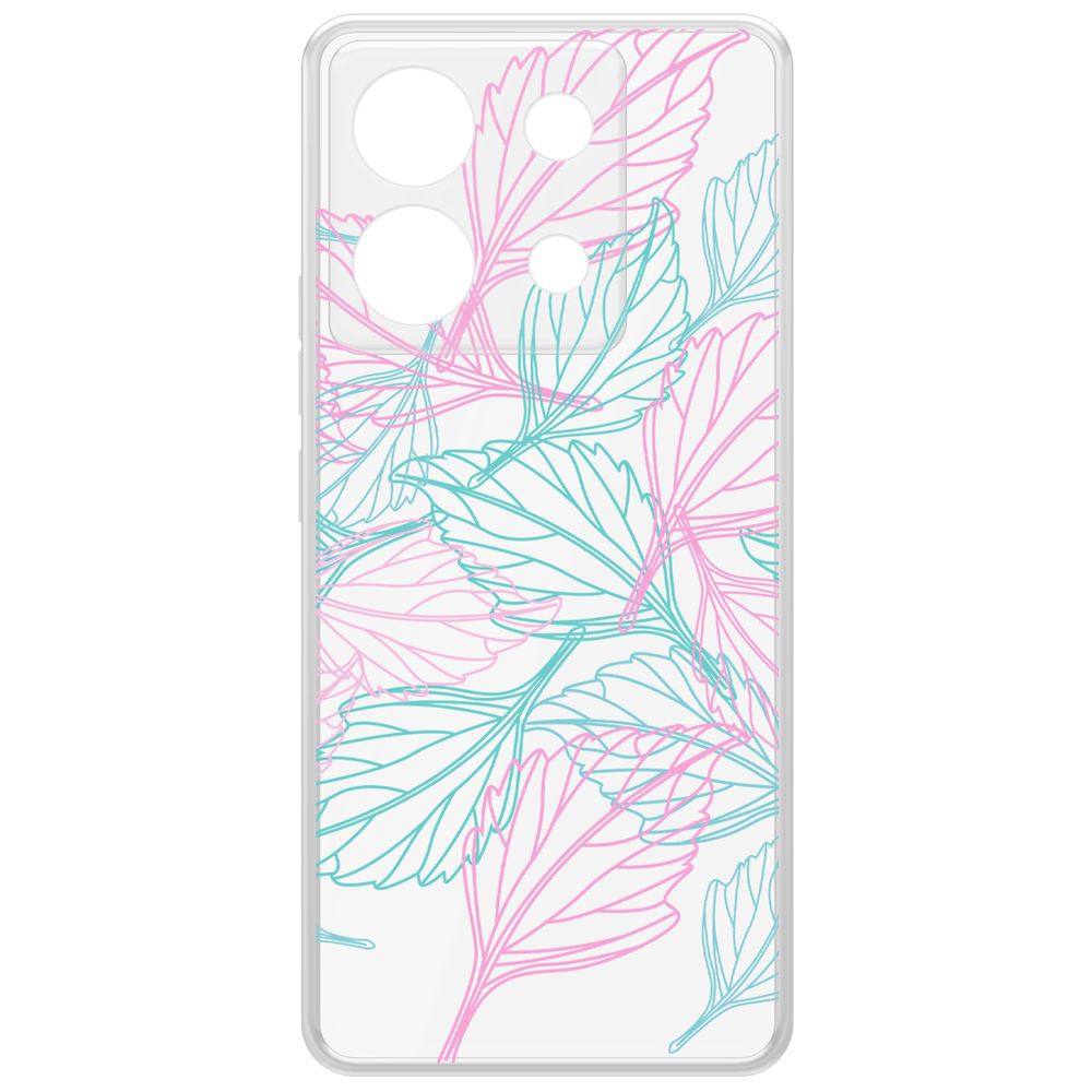 

Чехол-накладка Krutoff Clear Case Листья паттерн для Xiaomi Redmi Note 13 Pro 5G, Прозрачный