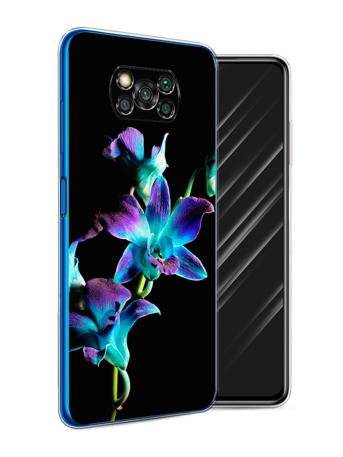 

Чехол Awog на Poco X3/X3 Pro "Синий цветок на черном", Разноцветный, 310650-8