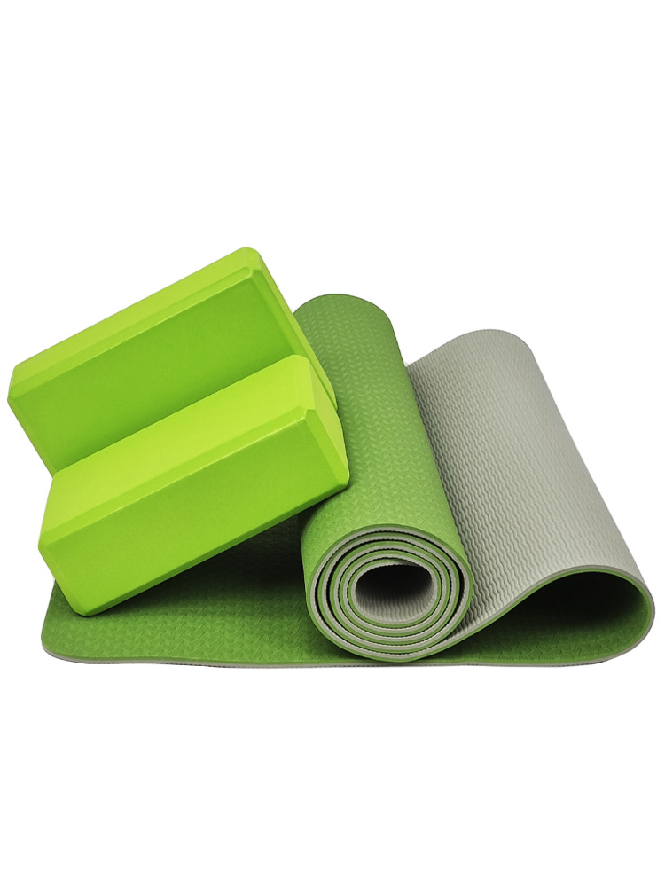 фото Набор для йоги, фитнеса и пилатеса: коврик с чехлом + 2 блока для йоги, зеленый urm