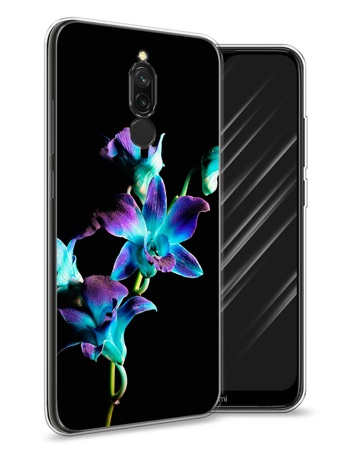 

Чехол Awog на Xiaomi Redmi 8 "Синий цветок на черном", Разноцветный, 37150-8