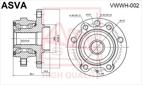 

ASVA Ступица передняя с магнитным кольцом ABS ASVA VWWH002