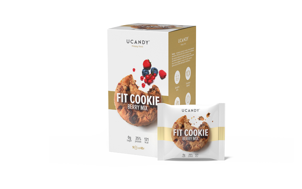 фото Fit cookie ucandy(юкэнди), ягодный микс, 9 шт. по 40г