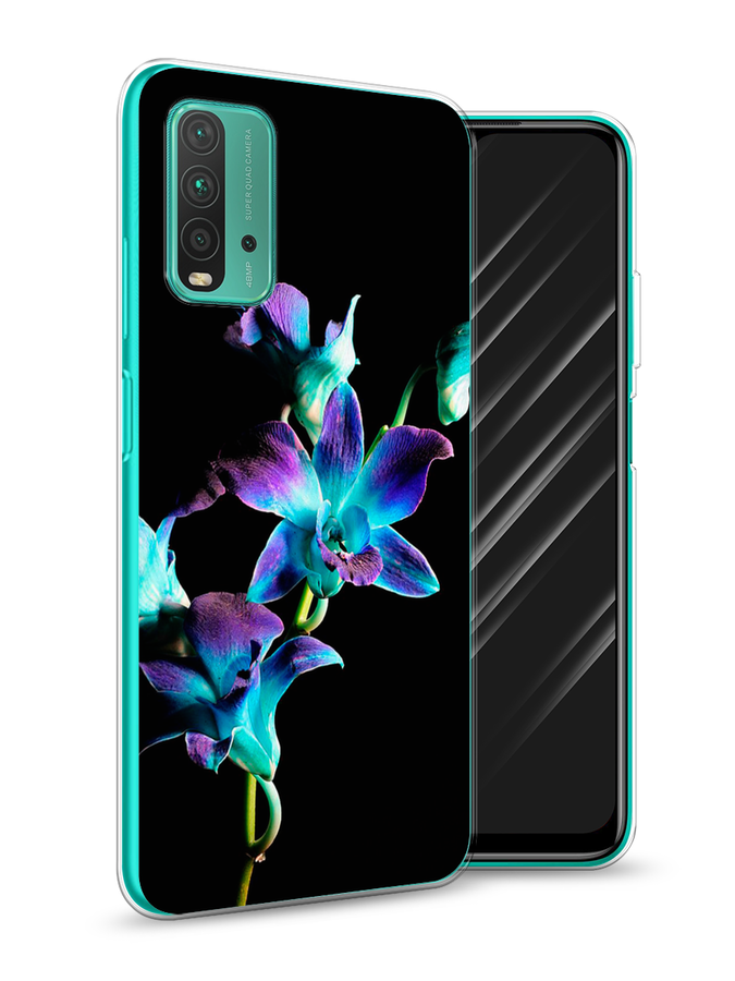 

Чехол Awog на Xiaomi Redmi 9T "Синий цветок на черном", Разноцветный, 39850-8