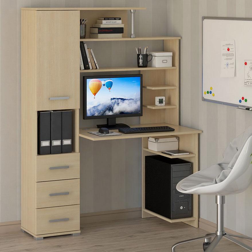 

Компьютерный стол МагМебель 3 левый дуб молочный, Компьютерный стол 3 левый