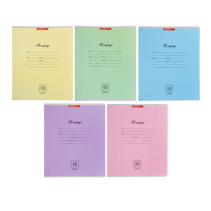 

Тетрадь 12 листов в клетку "Монохром", обложка картонная, ВД лак, блок офсет, МИКС (10 шт)