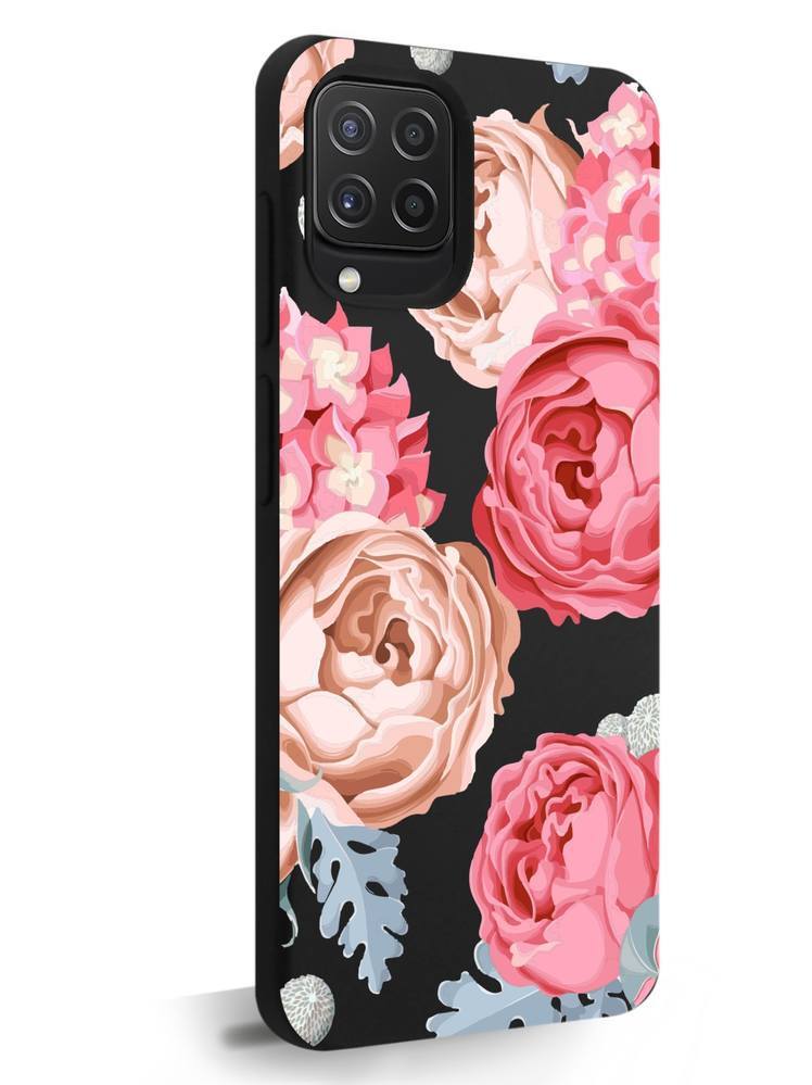 

Чехол MustHaveCase для Samsung Galaxy A22 Пионы черный, Samsung Galaxy A22 Пионы