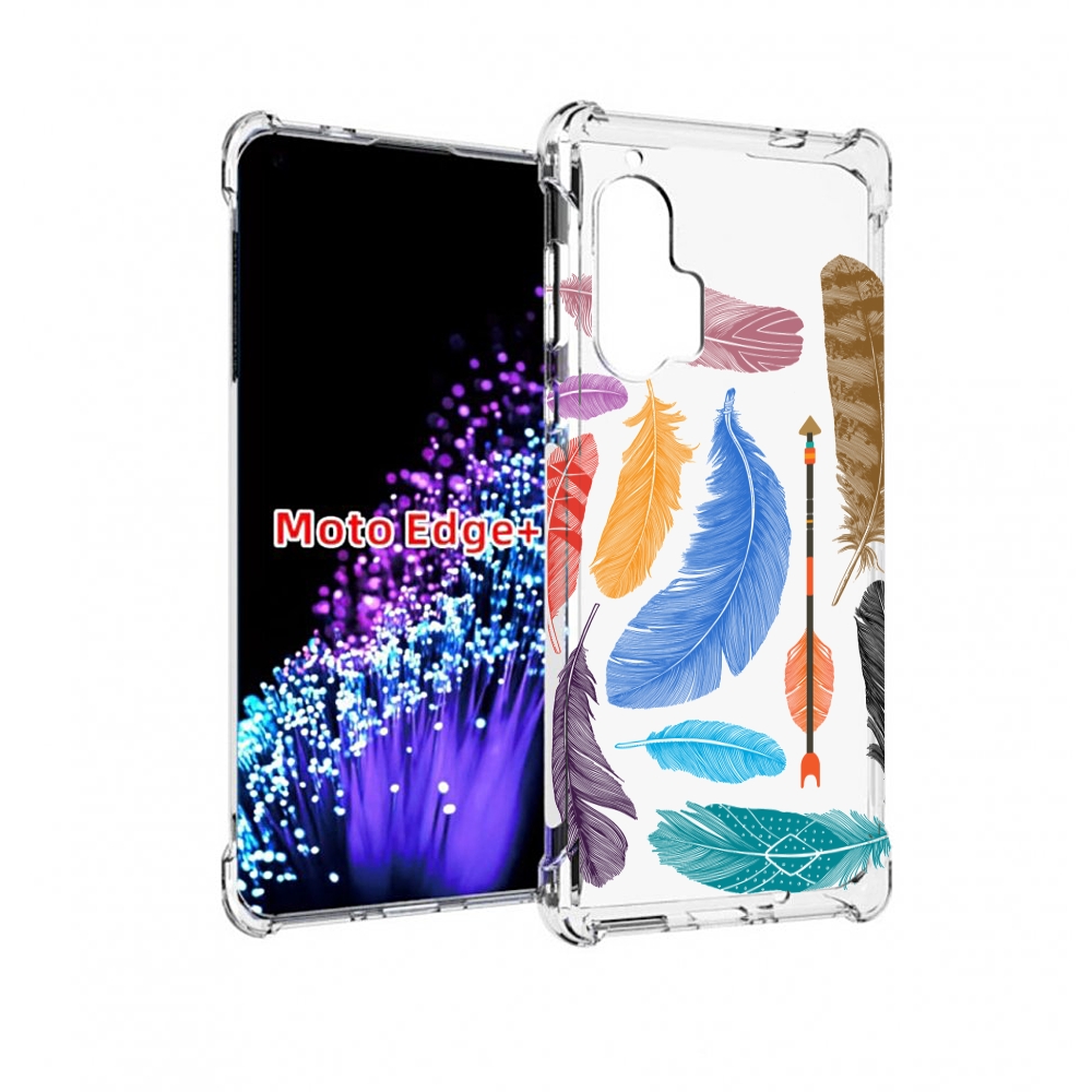 

Чехол MyPads разноцветные перья для Motorola Edge+ Plus, Прозрачный, Tocco