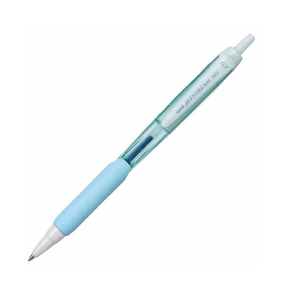 Ручка шариковая масляная автоматическая с грипом UNI JetStream синяя, бирюзовый 12 шт