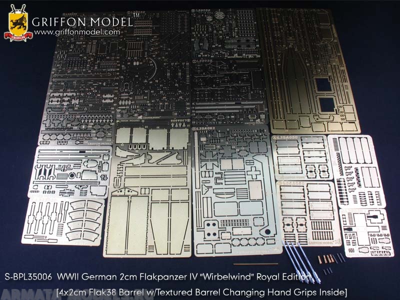 

SBPL35006GR WW II German 2cm Flakpanzer IV Wirbelwind Royal Edition 4 2cm Flak38 Barrel w/