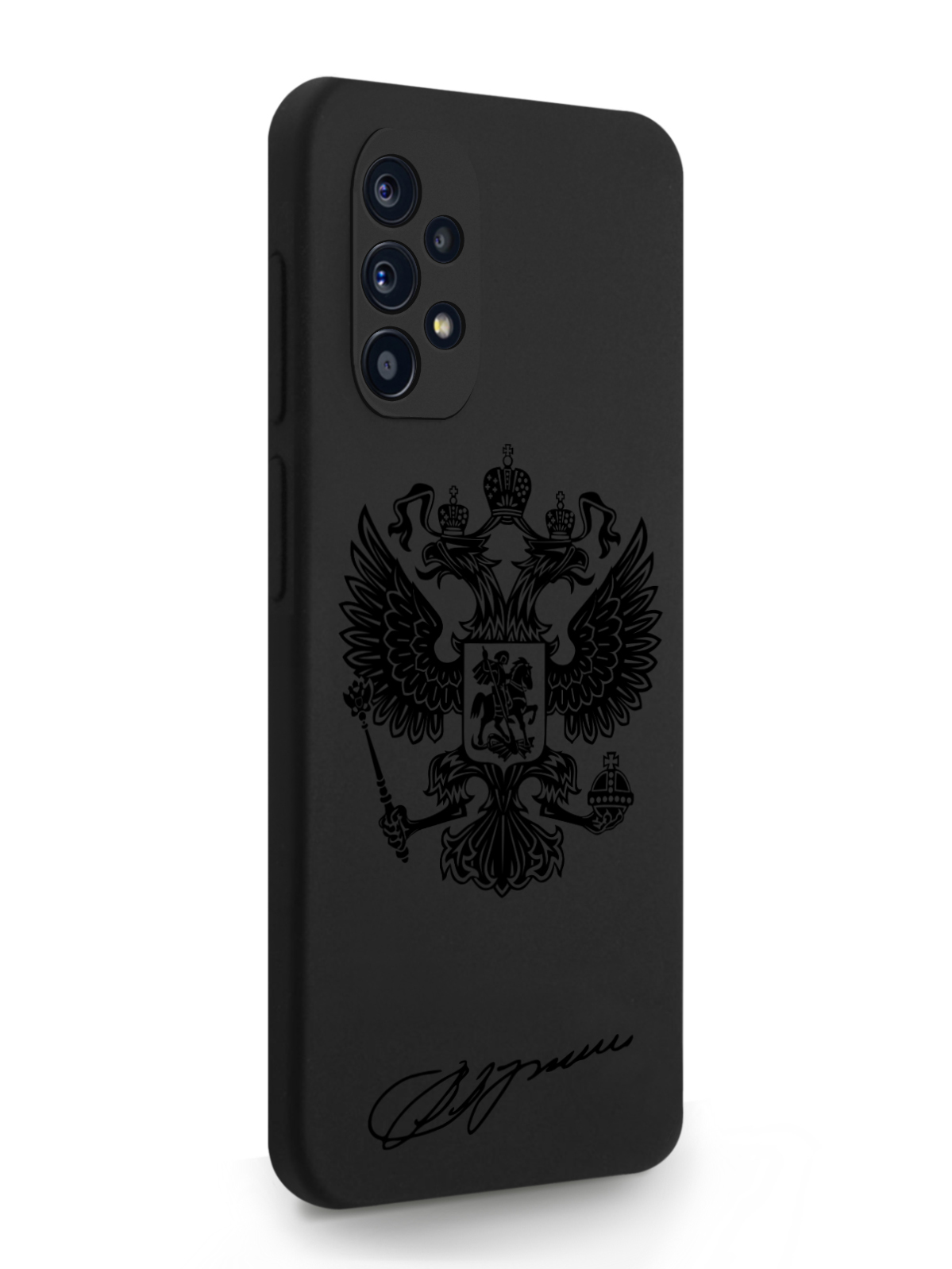 Чехол MustHaveCase для Samsung Galaxy A32 Черный лаковый Герб черный