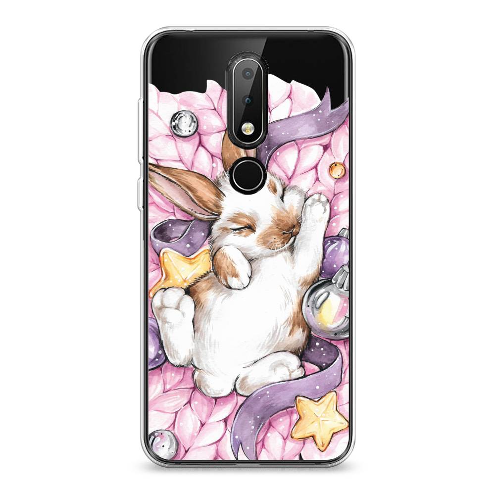 

Чехол на Nokia 6.1 Plus "Кролик спит", Розовый;белый, 121850-5