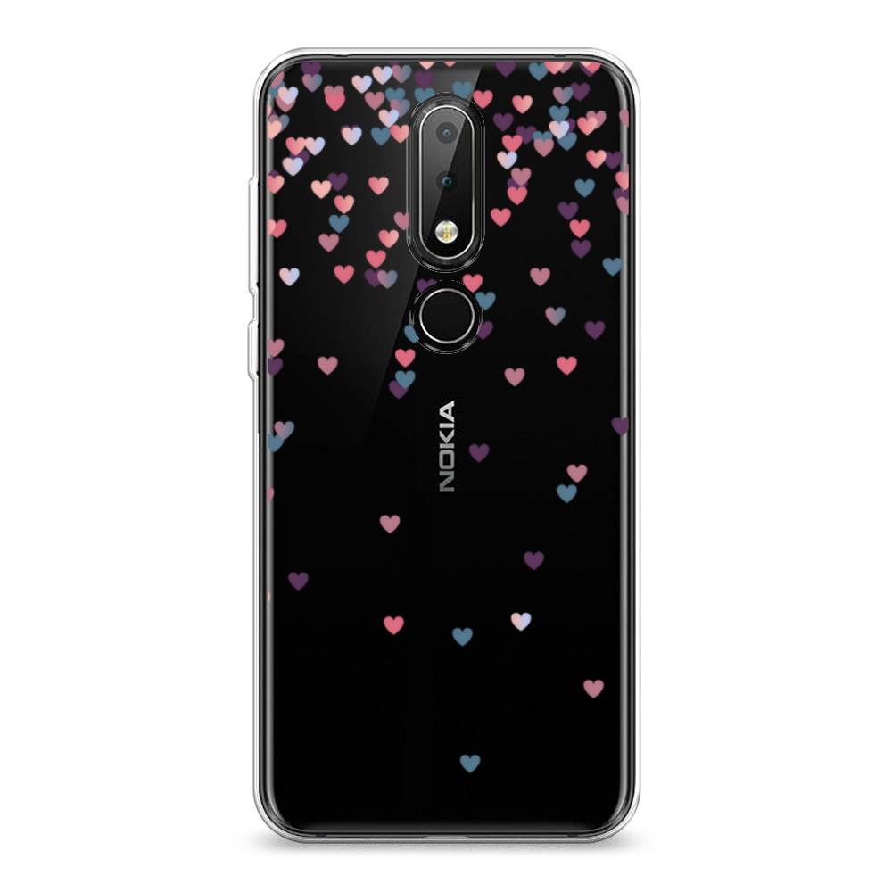 

Чехол на Nokia 6.1 Plus "Посыпка сердечки", Розовый;фиолетовый, 121850-3