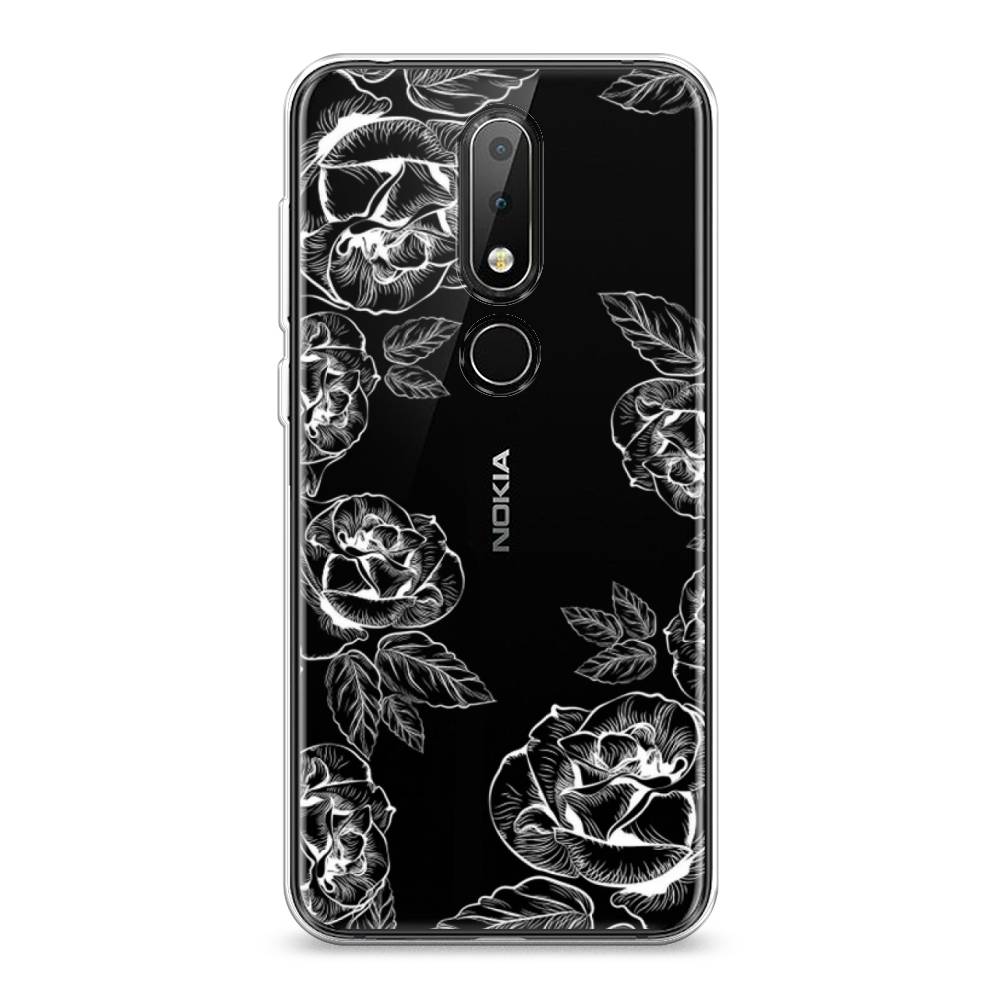

Чехол на Nokia 6.1 Plus "Розы графика", Черный;серый, 121850-2