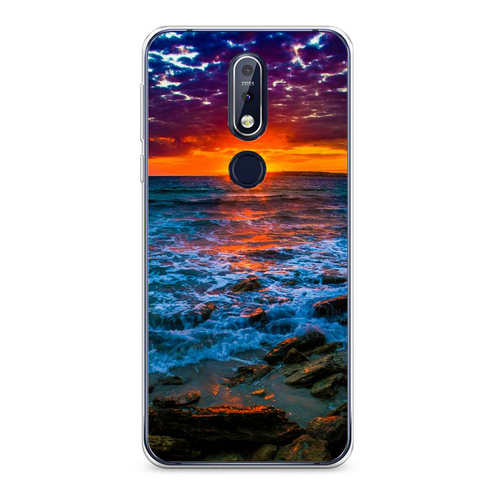 

Чехол на Nokia 7.1 "Закат 1", Оранжевый;синий, 122050-2