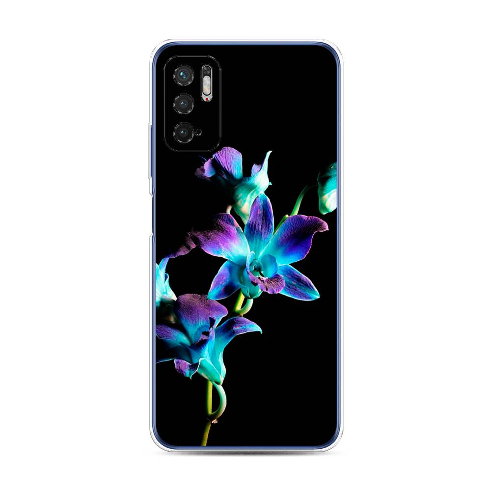 фото Силиконовый чехол "синий цветок на черном" на xiaomi redmi note 10 5g awog