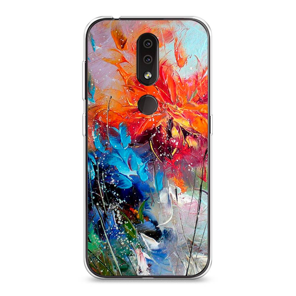

Чехол на Nokia 4.2 "Абстрактные цветы", Оранжевый;синий, 122550-4