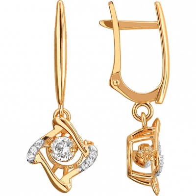 

Серьги подвески из красного золота с фианитом Эстет 01С1111853Р, 01С1111853Р