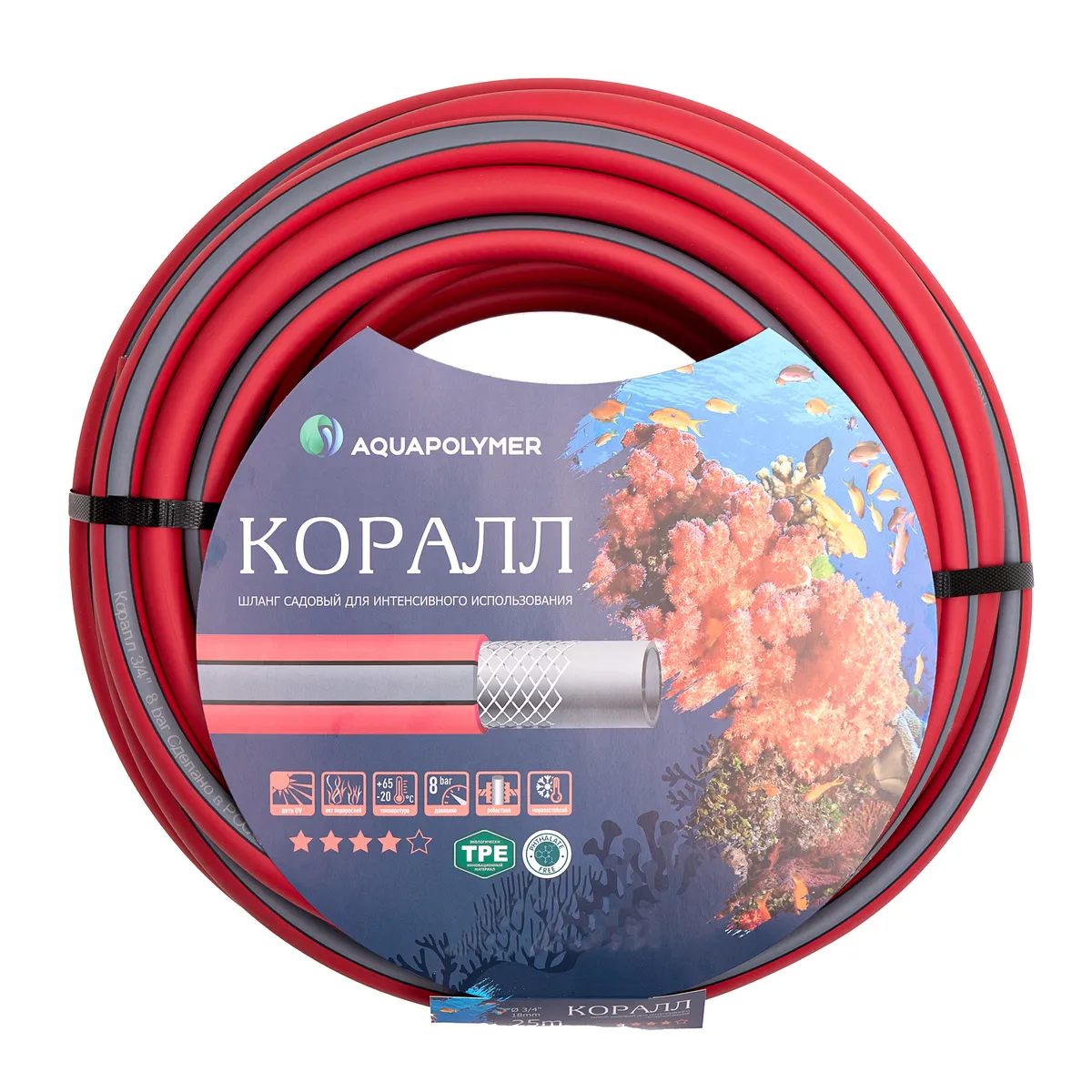 фото Шланг садовый поливочный тэп коралл 3/4x30 aquapulse