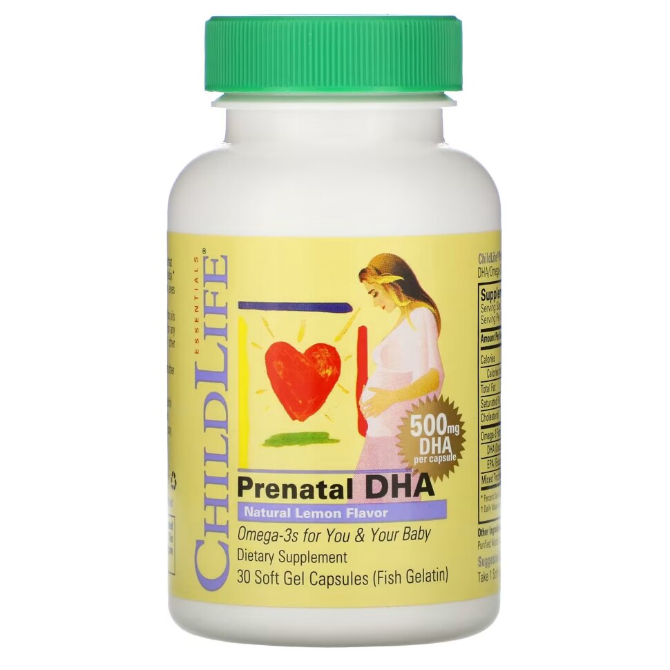 Омега-3 ChildLife Essentials Prenatal DHA, 30 капсул со вкусом лимона