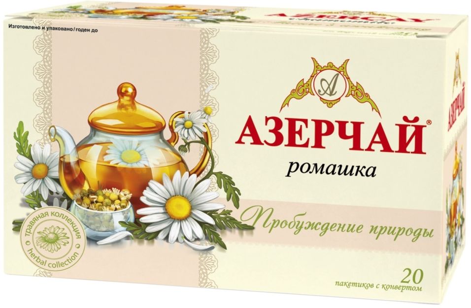 Чай зеленый Азерчай Пробуждение природы Ромашка 20 пак