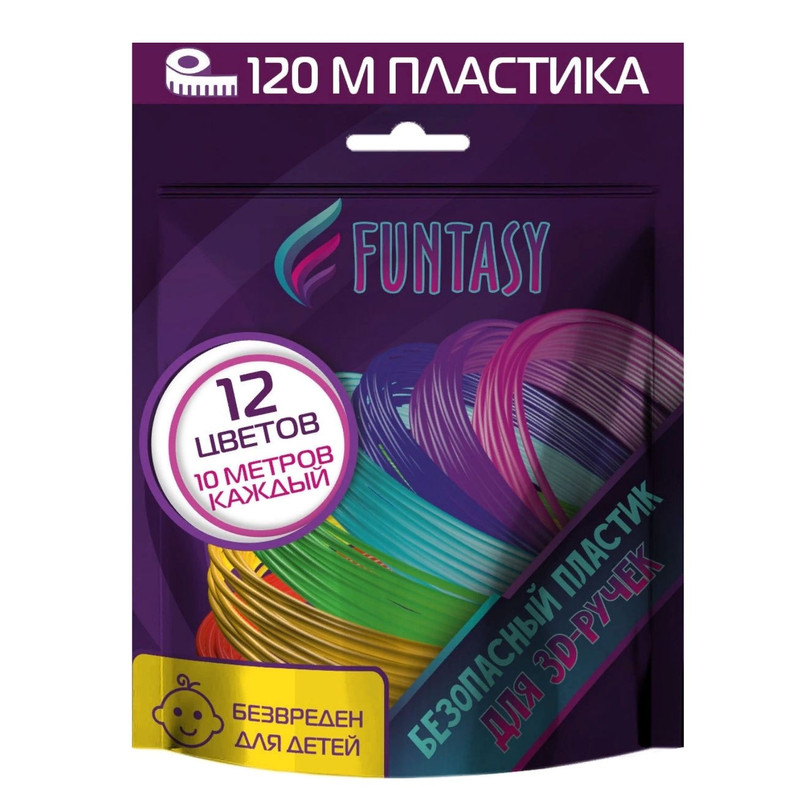 Пластик для 3D ручки Funtasy, 12 цветов по 10 метров PLA-SET-12-10-1