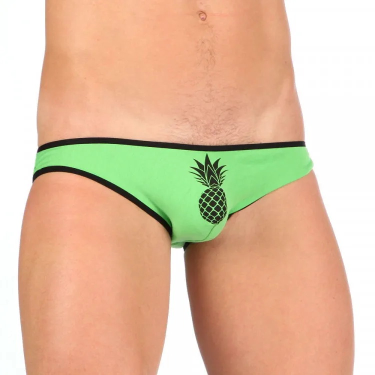 

Мужские мини слипы с черной окантовкой Pineapple  зеленые, Зеленый