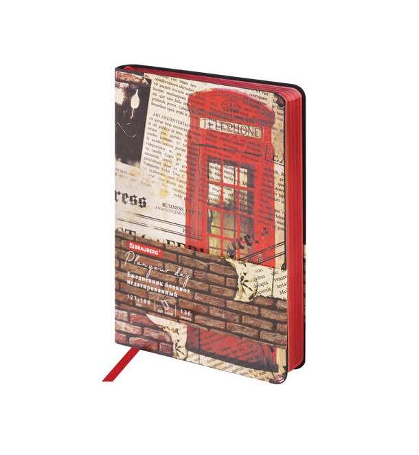 

Ежедневник недатированный B6 BRAUBERG VISTA, под кожу, гибкий 136 л Good old England 2 шт
