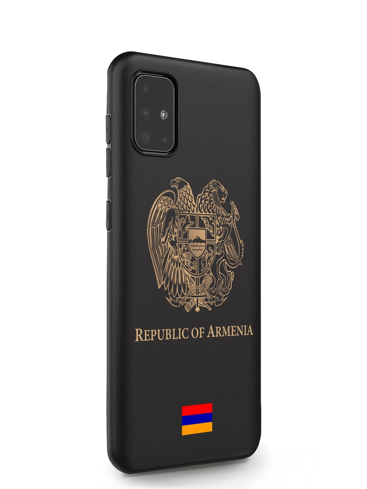 Чехол SignumCase для Samsung Galaxy A51 Золотой Герб Армении черный