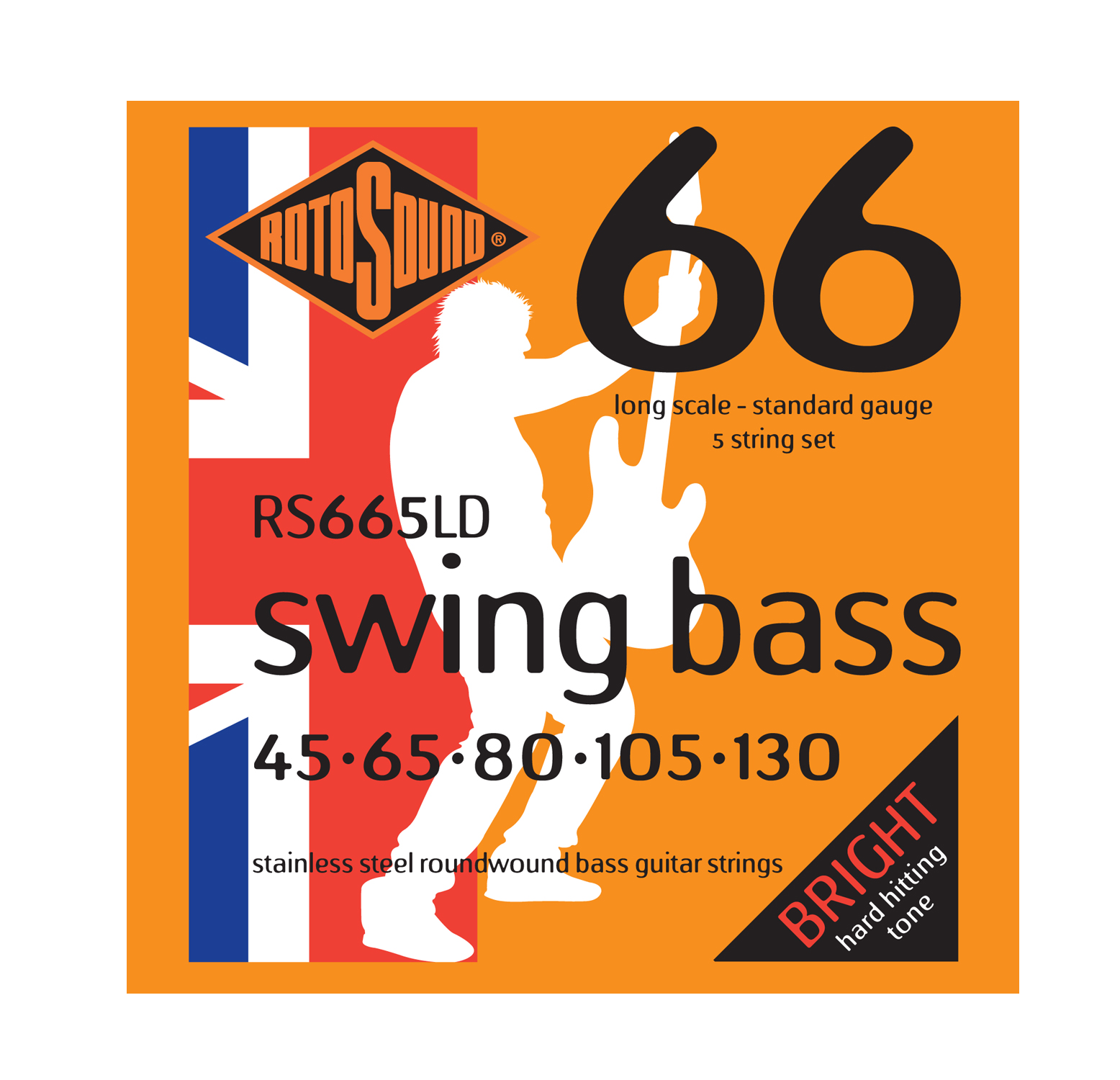 ROTOSOUND RS665LD BASS STRINGS STAINLESS STEEL струны для 5-струнной басгитары, сталь, 45-