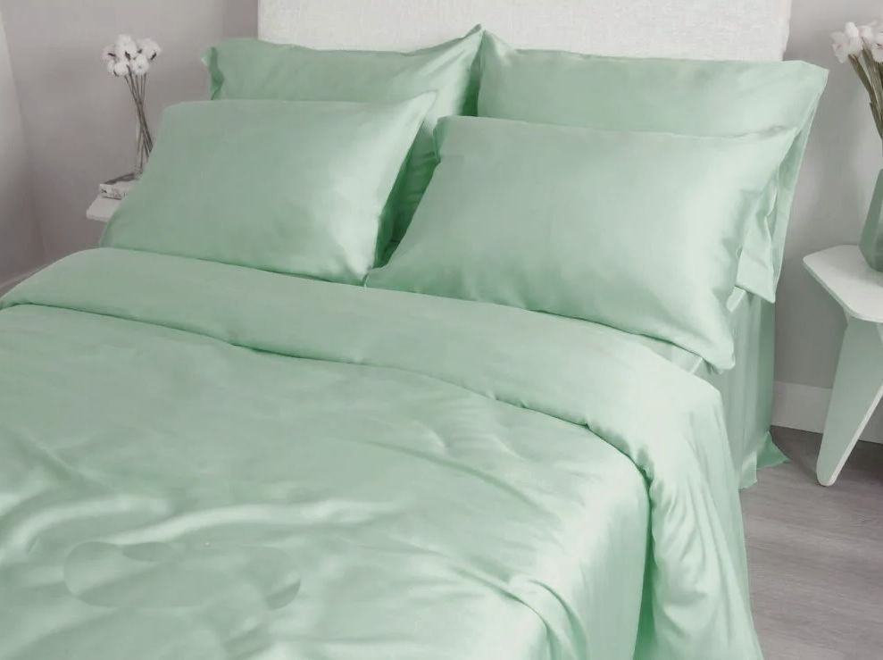 

Постельное бельё Maktex тенсель Евро 60S 4265 Серо-зеленый, Постельное белье тенсель Евро на резинке 160х200х30