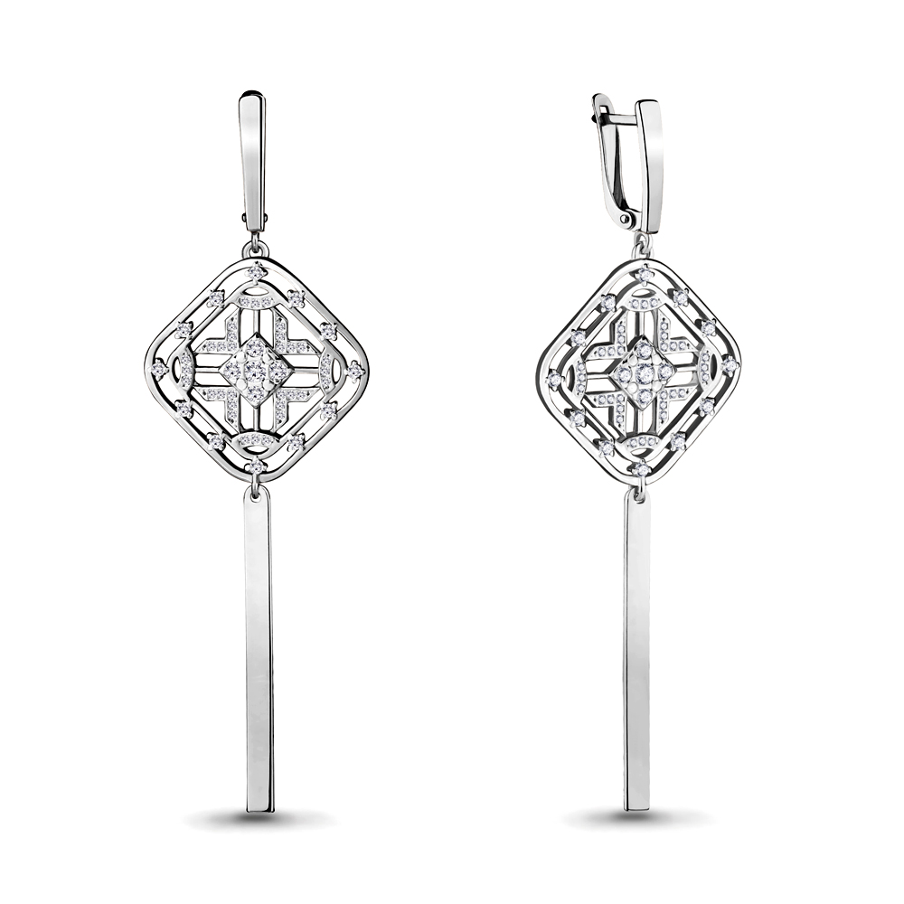 

Серьги из серебра с фианитом Aquamarine 46872А_925_р, 46872А_925_р