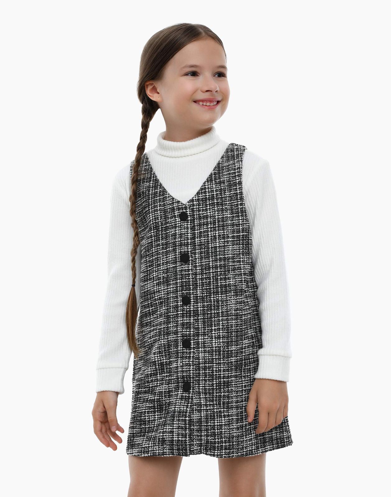 

Сарафан детский Gloria Jeans GDR027835, белый/черный, 140, GDR027835