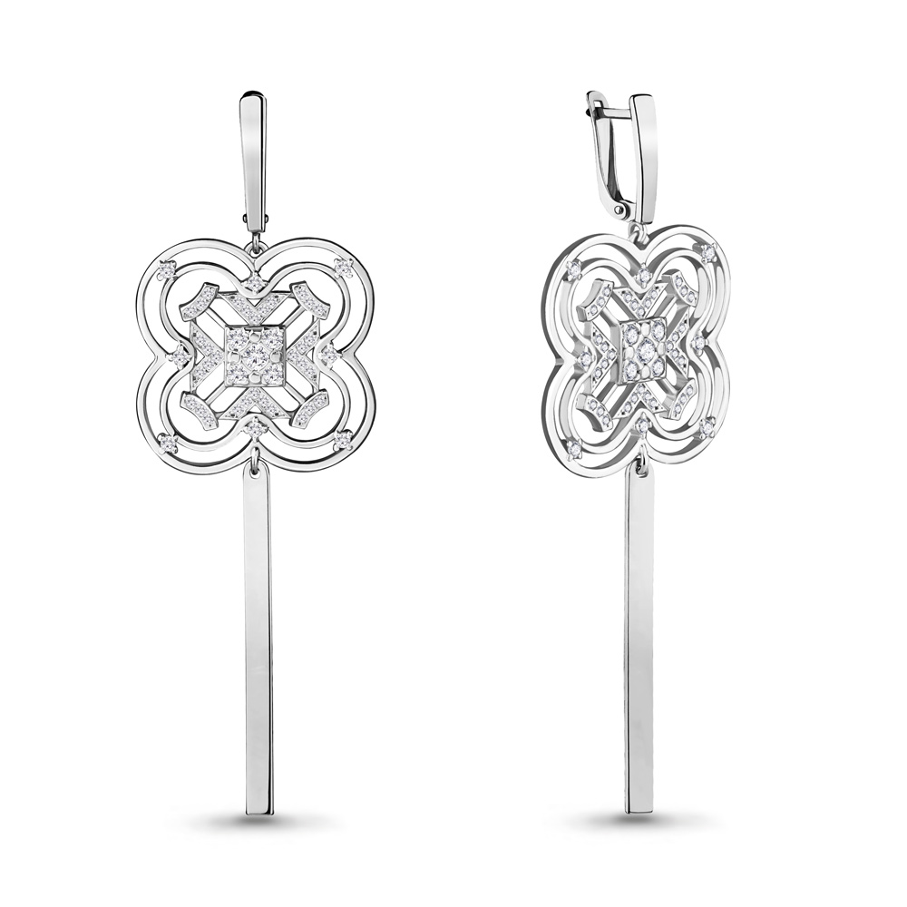 

Серьги из серебра с фианитом Aquamarine 46873А_925_р, 46873А_925_р
