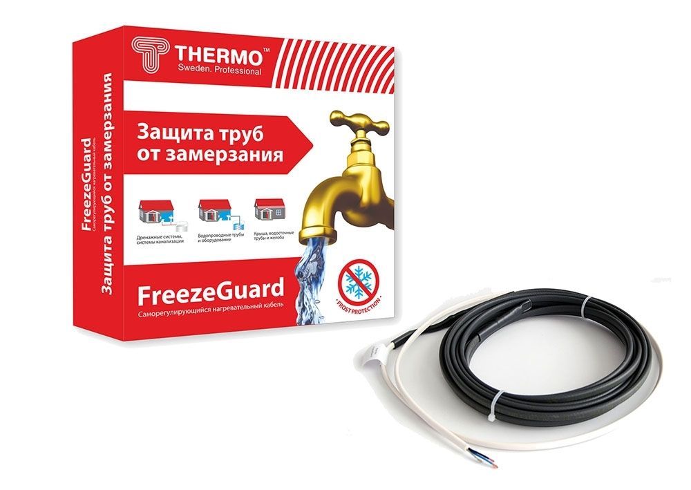 Греющий кабель для труб THERMO FreezeGuard 1м 15Вт/м, наружный