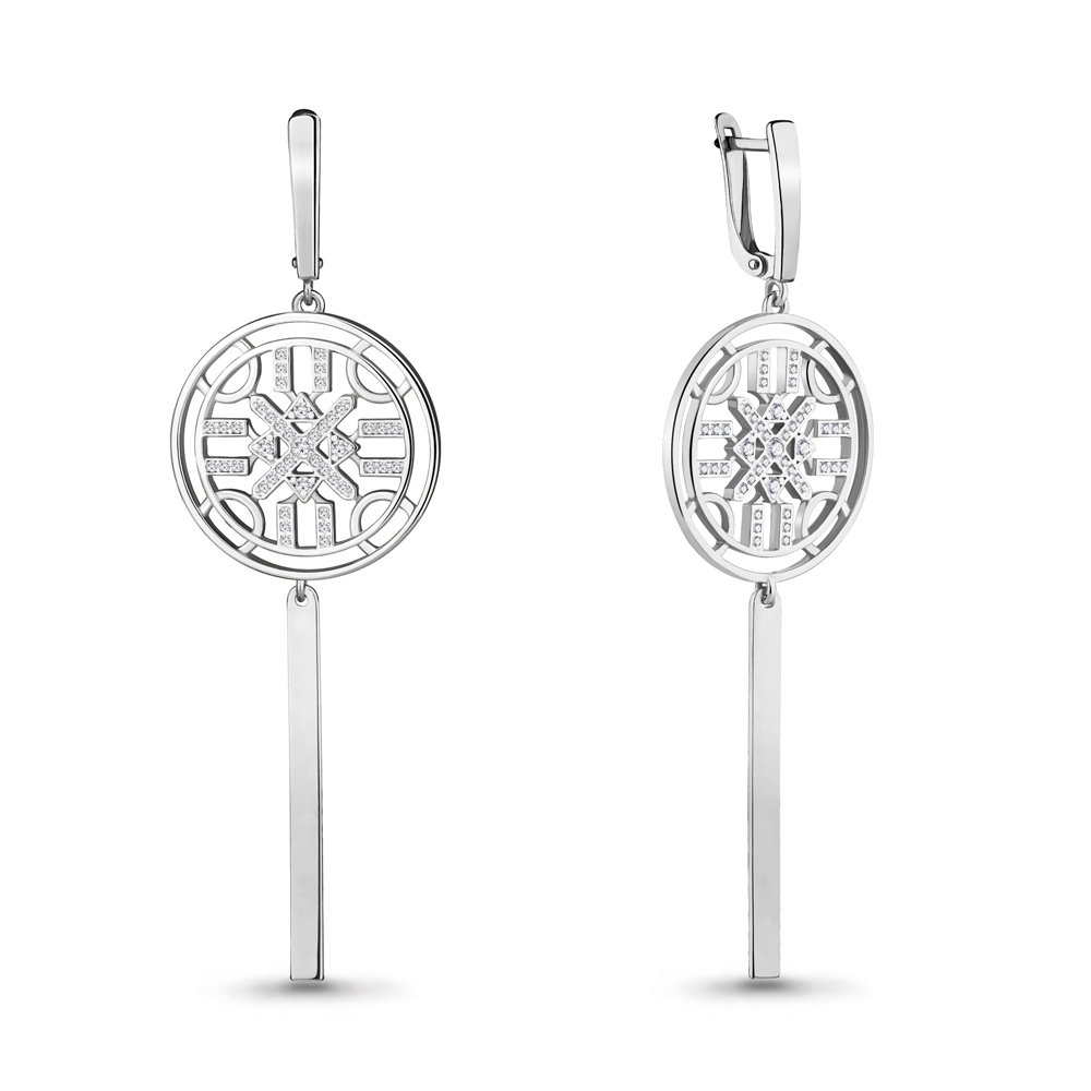 

Серьги из серебра с фианитом Aquamarine 46874А_925_р, 46874А_925_р