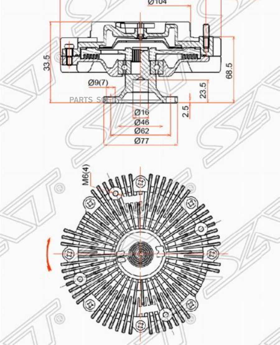 

SAT ST-16210-62030 Вискомуфта TOYOTA HILUX,LAND CRUISER PRADO 5VZ-FE 95- 1шт