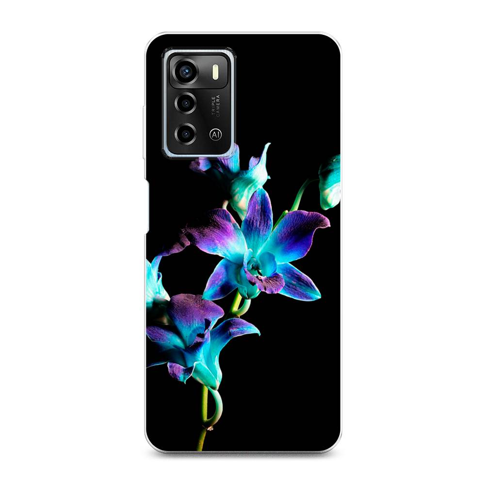 фото Силиконовый чехол "синий цветок на черном" на zte blade a72 awog