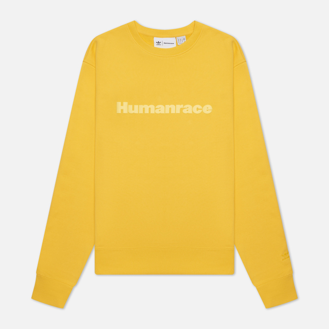 Толстовка adidas Originals x Pharrell Williams Basics Crew Human Race Logo жёлтый, XS