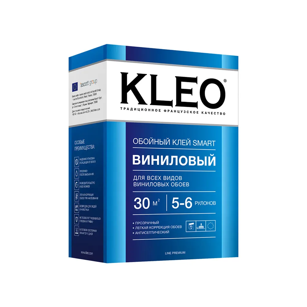 фото Клей для обоев kleo smart 5-6 для всех видов виниловых обоев сыпучий, 150 гр