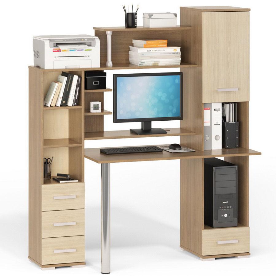 

Компьютерный стол МагМебель 9 ясень тёмный, ясень светлый, Компьютерный стол 9