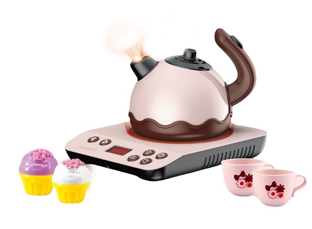 фото Игрушечная посуда msn toys чайник с индукционной плитой паром и звуками 6744a