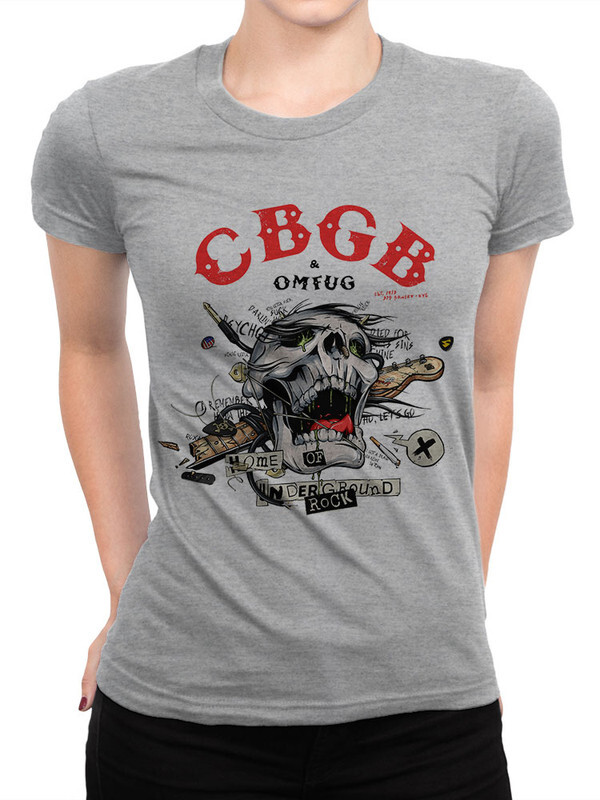 фото Футболка женская design heroes cbgb omfug - рок клуб серая 2xl