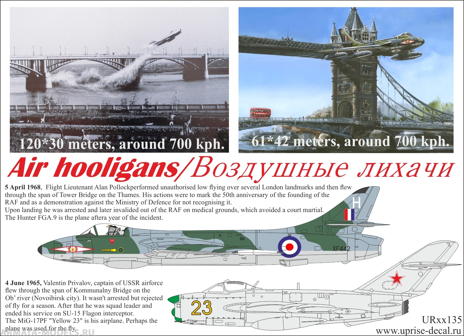 

UR48135 Декали для Air hooligans Hawker Hunter FGA.9 MiG-17PF