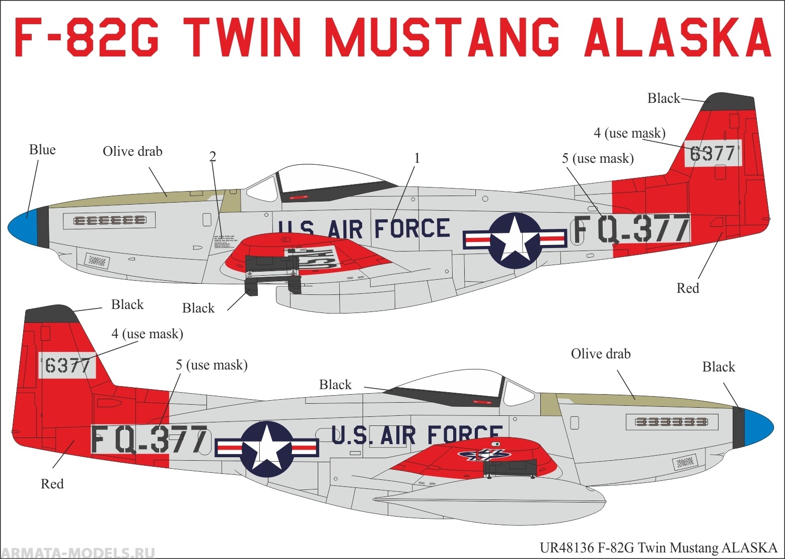 

UR48136 Декали для F-82G Twin Mustang Alaskamasks