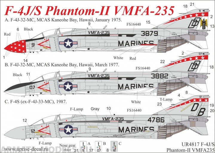 

UR4817 Декали для F-4J/S Phantom-II VMFA-235