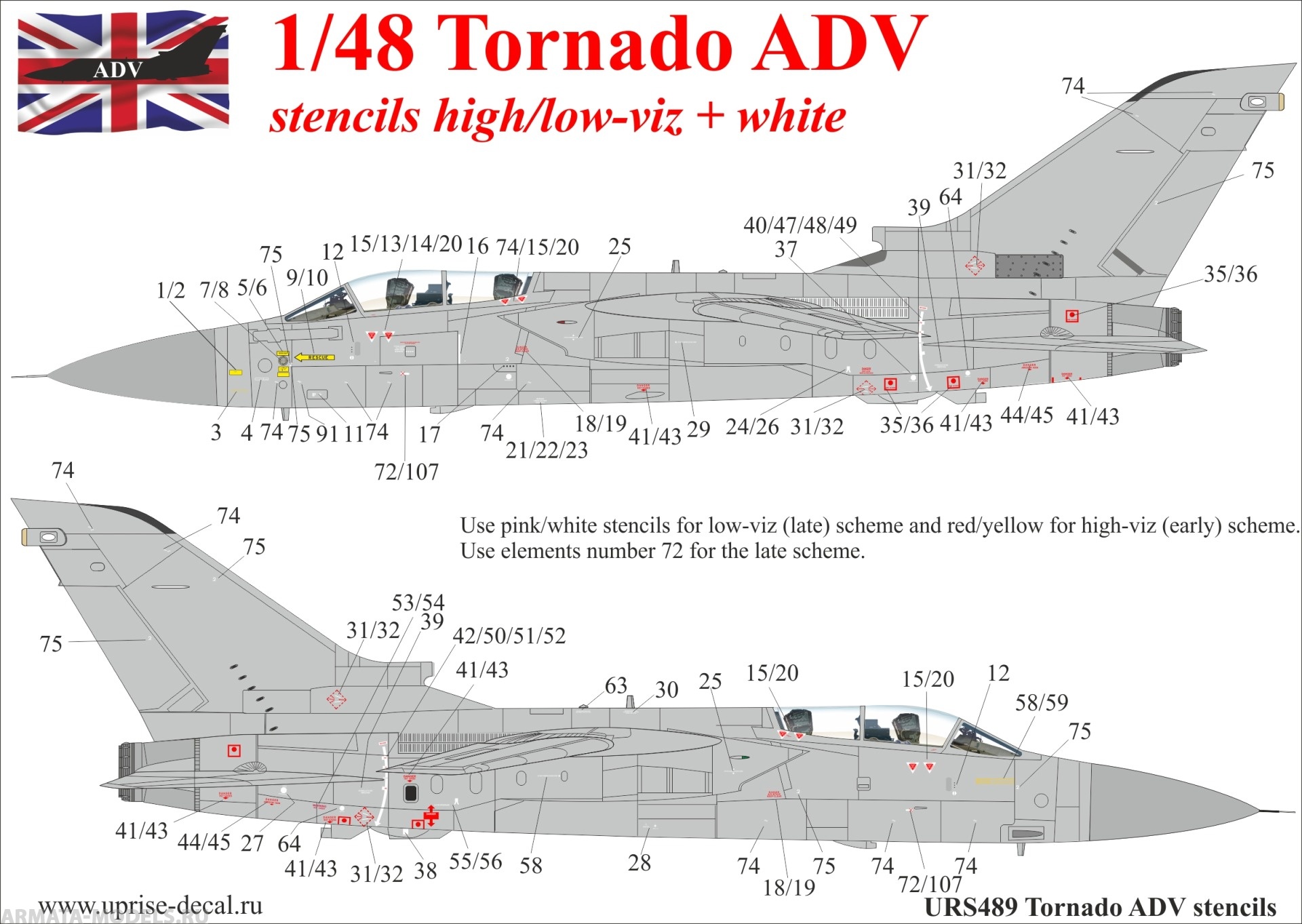 

URS489 Декали для Tornado ADV F.3 low/high-viz stencils