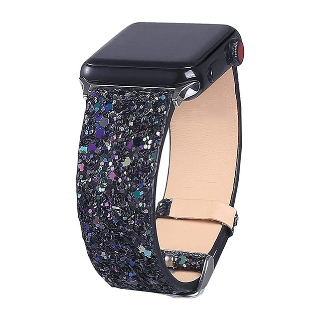 

Женский блестящий кожаный ремешок, Пианел для Apple Watch, Black, 38MM 40MM 41MM, Черный, 431 Pro