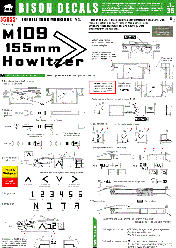 

35055BIS Декаль IDF M109 155mm Howitzer
