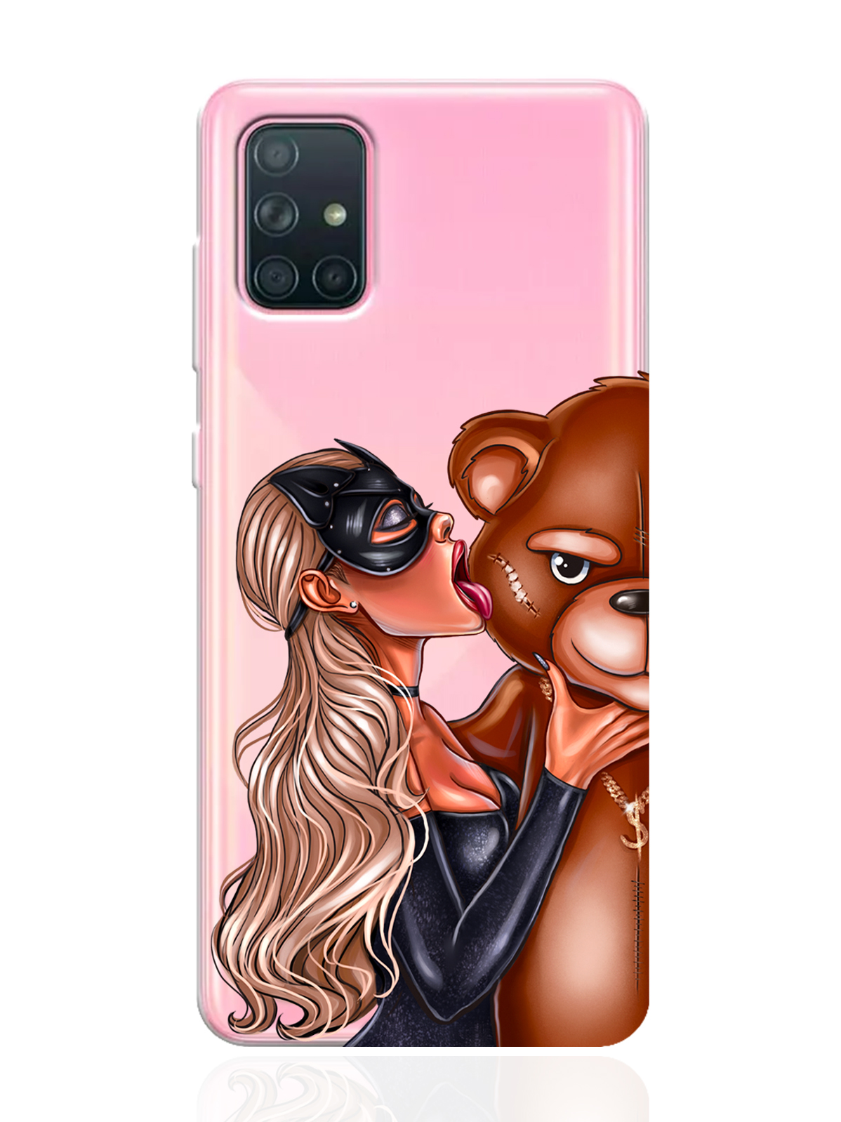 

Чехол MustHaveCase для Samsung Galaxy A71 Кошечка блондинка и мишка прозрачный, Samsung Galaxy A71 Кошечка блондинка и мишка