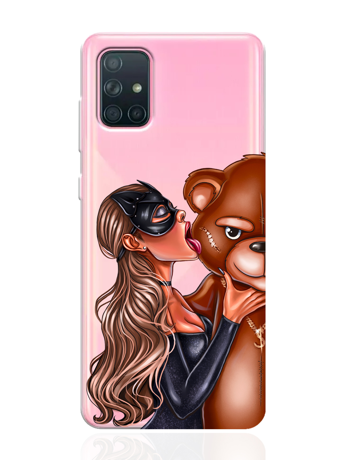 

Чехол MustHaveCase для Samsung Galaxy A71 Кошечка русая и мишка прозрачный, Samsung Galaxy A71 Кошечка русая и мишка